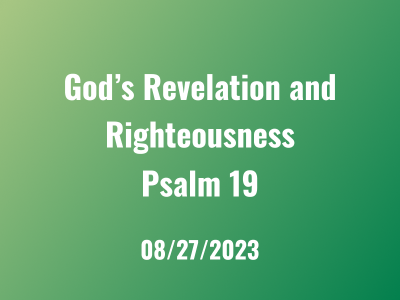God’s Revelation and Righteousness Tree of Life Anglican Church